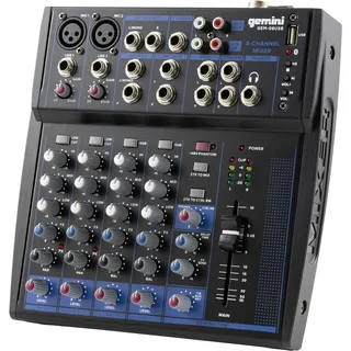 Gemini GEM 08 USB Mixer / Bluetooth / USB Media Player / Streaming / 8 Kanäle / Phantomspeisung