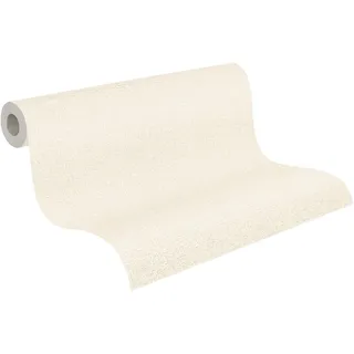 A.S. Création Vliestapete mit Textilstruktur in Weiß, Creme, Grün - einfarbige Tapete 10,05 m x 0,53 m Unitapete by COSMOPOLITAN - 790652