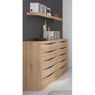 Kommoden Set mit Wandboard SANFORD-129 in Eiche hell, B/H/T: ca. 172/102/40 cm - Braun