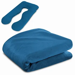 Totsy Baby Bezug für Stillkissen klein U-Form 135 cm – kompaktes Seitenschläferkissen Body Pillow Komfortkissen für unterwegs Sofa und Reise handlich Bezug Reißverschluss Marineblau Oeko-Tex