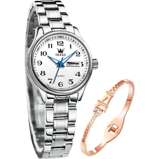 Roségold Damenuhr Edelstahl, Lässig Klein Armbanduhr Damen Wasserdicht, Moderne Analog Uhr Damen mit Mesh Armband, Ultradünne Damen Uhr mit Diamant