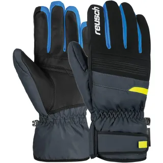 Reusch Brandon R-TEX XT warme, wasserdichte, Winddichte und atmungsaktive Unisex Winterhandschuhe Fingerhandschuhe Schneehandschuhe Skihandschuhe Herren Damen, dunkelgrau-gelb, 8