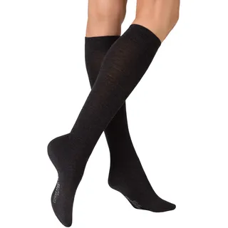 KUNERT Damen Kniestrümpfe Wool Care wärmeisolierend Anthrazitmel 4050 35-38