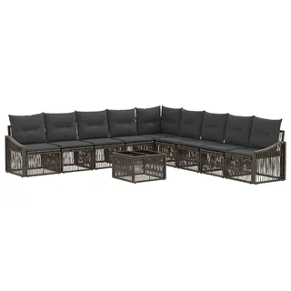 vidaXL Gartensofa-set 10 stk. Grau Poly-Rattan - Grau