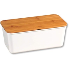 Kesper | Brotbox, Material: Melamin, Bambus, Maße: B: 34 x T: 18 x H: 14 cm, Farbe: Weiß | 58090