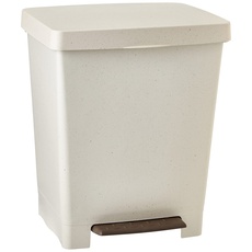 TATAY Mülleimer Küche Cubik ECOHOME, 23L Fassungsvermögen, Einziehbares Pedal, Polypropylen, BPA frei, 30L Müllsack, 100% recycelte Materialien, Farbe Beige . Maße 33,5 x 30 x 39 cm