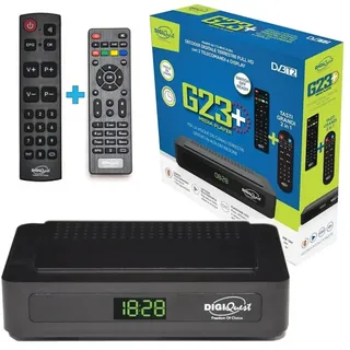 DM-DIGITAL Digiquest G23 HEVC H.265 10bit Full HD FTA Receiver DVB-T2 DVB-T2 USB HDMI SCART Ethernet LAN RJ-45 Zusatzfernbedienung Senioren Schwarz Kunststoff