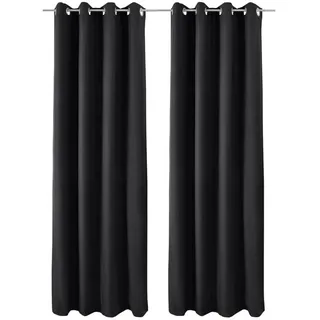 Beautissu Vorhang Amelie TO mit Öse 140x245cm Schwarz (2tlg) , Textil , 140x245x1 cm , Heimtextilien, Vorhänge, Fertigvorhänge, Ösenvorhänge
