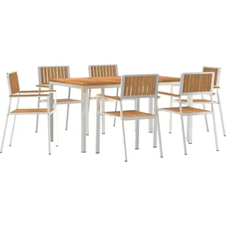 Outdoortisch-Set 7 pcs Braun Massivholz Teak - Braun