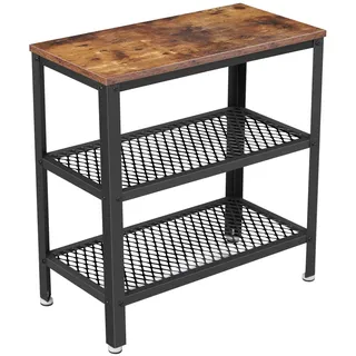 VASAGLE Beistelltisch, Konsolentisch, 2 Regale aus Netz, für Flur, Wohnzimmer, Schlafzimmer, Büro, platzsparend, einfache Montage, industrieller Stil, rustikales Braun, LET33BX