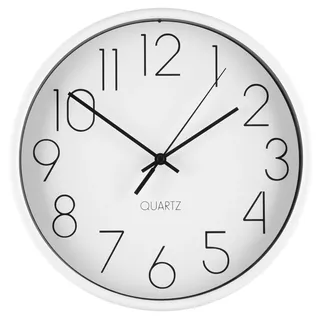Minimalistische Wanduhr Ø 25 cm mit leisem Uhrwerk und gut lesbaren Ziffern - Weiß