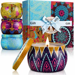 Duftkerzen Geschenkset für Frauen, 4er Duftkerzen Set Natursoja Aromatherapie Kerzen Geschenk für Freundin, Kleine Kerzenset Geschenke für Weihnachtskalender,Muttertag,Valentinstag 2,5 OZ/ST