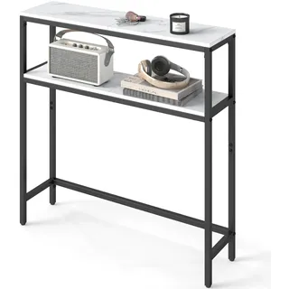 VASAGLE LNT130W59 Konsolentisch 20 x 80 x 80 cm marmorweiß-tintenschwarz