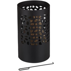 Bild Feuertonne mit Funkenschutz, mit Schürhaken & Feuerrost, Outdoor Feuerkorb, HxD: 60 x 37 cm,
