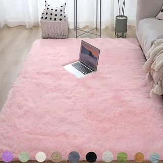 Obundi Teppich Rosa 60x120cm Klein Flauschig Teppiche Hochflor | Flauschig, Hochflor , Rutschfeste, Hochwertiger Schaumstoff, Jugendzimmer Mädchen, für Wohnzimmer, Schlafzimmer, Kinderzimmer