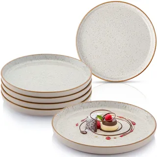 Sänger Dessertteller SET RIO Creme - 6 teilig aus Steingut , 6-teilig , Rund , kratzfest , Geschirr, Teller