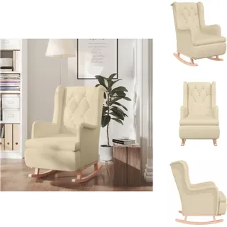 vidaXL Schaukelsessel mit Kautschukholz-Beinen Creme Stoff - Sessel - Creme
