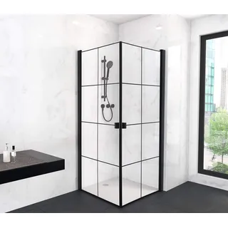 Aurlane Glasdusche Komplettdusche 90 x 200 cm links schwarz transparent, matt