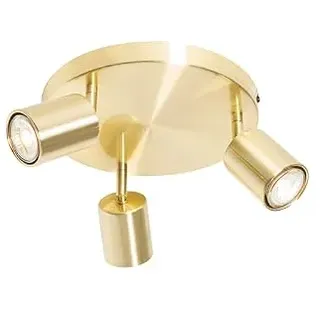 Qazqa Verstellbarer Deckenstrahler, Deckenspot - Java - Gold, max. 35W, Geeignet für LED, 25cm, Rund, 3-flammig, Ideal als Küche lampe und Wohnzimmerlampe
