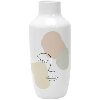 HOME DECO FACTORY, HD9109, Poesie Formelle Ceramic vase, Contemporary Design, Versatile Decorative Object, ideal for Flowers or Decoration, Dimensions H29 cm, Colors: White, Pink, Green, Black