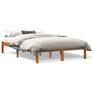 vidaXL Massivholzbett ohne Matratze Wachsbraun 140x200 cm Kiefernholz - Braun