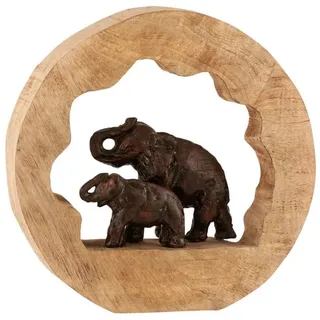 J-Line J-Line Figur Elefant + Kind Mangobaum - Holz - Bronze - Small - Bronze
