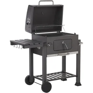 Beliani Holzkohlegrill grau