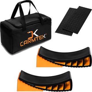 CARMTEK Camper Nivelliergerät Premium-Set – Gebogene RV-Nivellierer mit Unterlegkeilen, Gummimatten und Tragetasche, schnellere Nivellierung als RV-Nivellierblöcke.