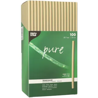 Papstar 100 Trinkhalme Schilf, Pure Ø 7 mm Ø 20 cm