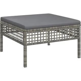 SYFAXTM Gartenhocker mit Kissen Grau Poly Rattan - Grau