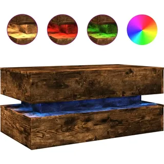 vidaXL Couchtisch mit LED-Leuchten Räuchereiche 90x50x40 cm - Braun