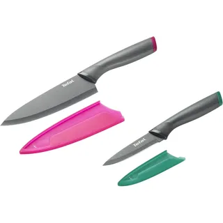 Tefal Fresh Kitchen Messerset 2-tlg. Grau/Grün/Pink Edelstahl