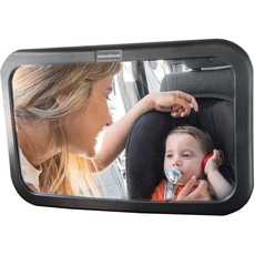 Bild von Baby-Rücksitzspiegel Mirraby, InnovaGoods - 360 Grad drehbar für sichere Autofahrten, XL Panoramaspiegel für klare Sicht, Einfache Installation, Schwarz, XL, ABS Acryl EVA-Gummi