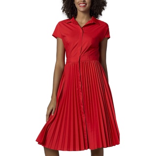 APART Fashion Damen Dress with Plissee Kleid, Rot (Rot Rot), (Herstellergröße: 34)