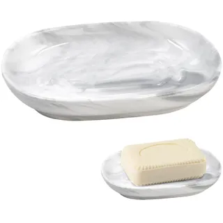 Zatixbu Seifenschale Keramik, Anti-Rutsch Seifenablage mit Marmor-Design, Seifenhalter für Badezimmer Dusche Küche, Hält Seife Trocken (Grau)