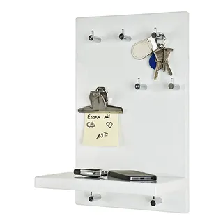 Haku-Möbel HAKU Möbel Schlüsselboard Chrom, weiß, MDF, Metall - Maße: B 25 cm x H 40 cm x T 17 cm, Style: Modern