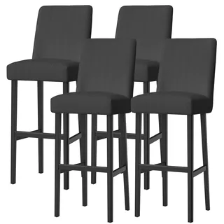 Dioxide Stuhlhussen 4er Set Hussen für Stühle,Elastischen Stuhlbezug Jacquard-Gewebe für Barhocker Bar,Stilvolle Barhocker-Überzüge Einfach zu Reinigen,Perfekter Sitzkomfort (Schwarz 4PC)