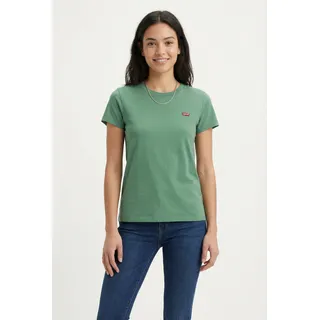 T-Shirt LEVI'S "TEE Minilogo", Damen, Gr. L (40), pine grün, Jersey, Obermaterial: 100% Baumwolle, unifarben, figurbetont hüftlang, Rundhals, gerader Abschluss, Shirts T-Shirt, mit kleiner Logostickerei
