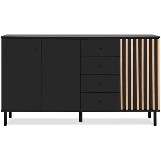 Finori Monza 51C Sideboard 160 x 90 x 40 cm Schwarz/Artisan Oak MDF/Spanplatte