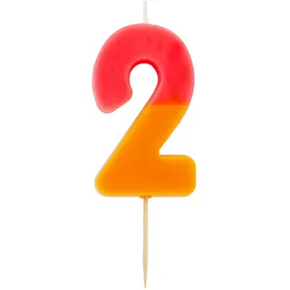 Talking Tables Orange und Rosa Kerze Zahl 2 für Kuchen | Geburtstagstortenaufsatz Dekorationen für Kinderparty, Jungen, Mädchen 2., 21. Party, Jahrestag, Meilenstein