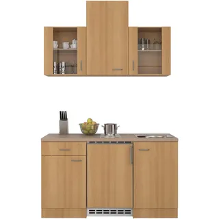 FlexWell Miniküche , Buchefarben , Kunststoff , 1 Schublade(n),1 Schublade(n) Schubladen , seitenverkehrt montierbar, nur wie online abgebildet bestellbar , 150 cm , Made in Germany , links aufbaubar, rechts aufbaubar , Küchen, Küchenzeilen & Küchenblöcke, Küchenzeilen