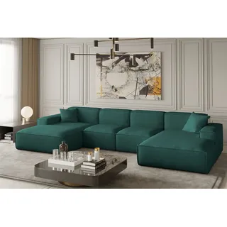 Wohnlandschaft U-Form CELES XS in Stoff Opera Velvet Petrol - Grün