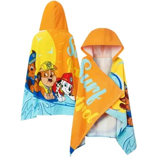 PAW PATROL Handtuch Jungen Als Kinderhandtuch, Kapuzenhandtuch Kinder Schwimmen Für Pool, Strand Und Bad, Orange, One Size