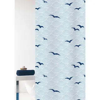 Grund Duschvorhang , Weiß , Kunststoff , Abstraktes , 180x200 cm , Oeko-Tex® Standard 100, Made in Europe , Heimtextilien, Badtextilien, Duschvorhänge