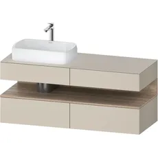 Duravit Qatego Konsolenwaschtischunterbau, 2 Auszüge, 2 Schubkästen, Ausschnitt links, 1400x550x600mm, Nische Eiche Mamoriert, QA4765055, Farbe: taupe supermatt