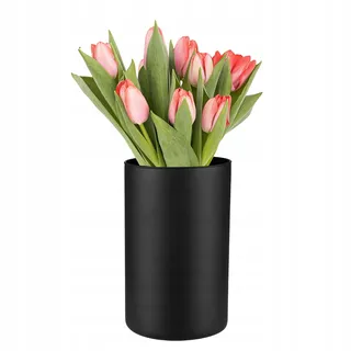 Trend For Home Glasvase Rund Hoch 21.5 cm Bunte Bodenvase Groß Zylinder Blumenvase Rauchglas Vase für Pampasgras Schwarze Vase Groß Deko Hochzeit Kerzenständer, 2800 ml, Ø 13.5 cm, Schwarz Matt