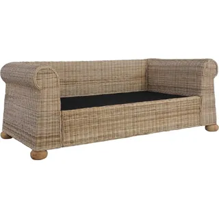vidaXL 2-Sitzer-Sofa mit Kissen Natur Rattan - Braun