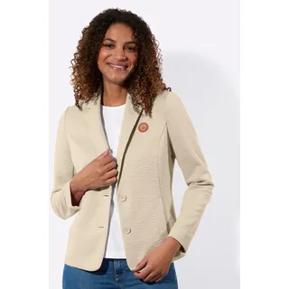 Jerseyblazer CASUAL LOOKS "Jersey-Blazer", Damen, Gr. 46, beige (elfenbein), 97% Polyester, 3% Elasthan, Blazer Jerseyblazer
