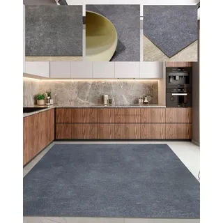 Tadi & Imperio1979 Langer Vinylteppich, einfarbig, Grau, Zement-Effekt, Moderne industrielle Dekoration, pflegeleicht, 150 x 200 cm, Grau