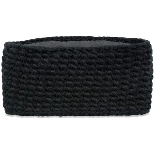 styleBREAKER Damen Häkel Stirnband Grobstrick Thermo Fleece, Schwarz | Als Loop nutzbar, 28 cm Bundweite (elastisch für 48-64 cm Kopfumfang), 12,5 cm breit, Polyacryl, Reiskorn-Optik, isolierend.